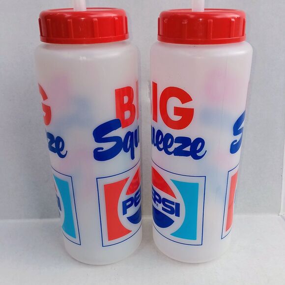 Vintage Pepsi Big Squeeze Reusable Bottle-Lot Of 2-Screw On Lid-USA Made-90s - Picture 2 of 10